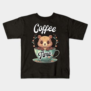 Coffee Time With A Bear Kids T-Shirt